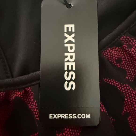 Express Halter Bubble-Hem Cami Red/Black Animal Print M - Picture 8 of 11